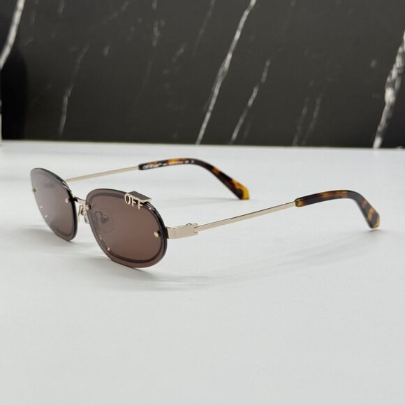 NEW OFF-WHITE OERI13M MIAMI 7664 SUNGLASSES UNISEX BROWN OVAL EYEWEAR main image 6